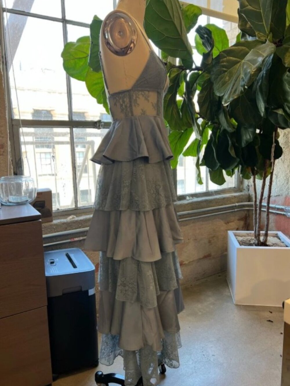 WeWoreWhat Tiered Lace Midi Dress in Storm - Picture 5 of 7
